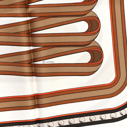 Hermes Silk Twill Grand Tralala 90 White Caramel Miel 4 of 5