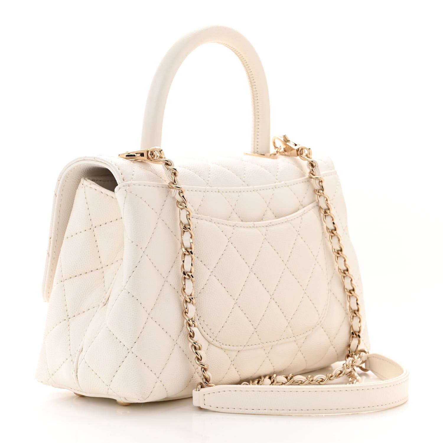 Chanel Caviar Quilted Mini Coco Handle Flap White 3 of 11