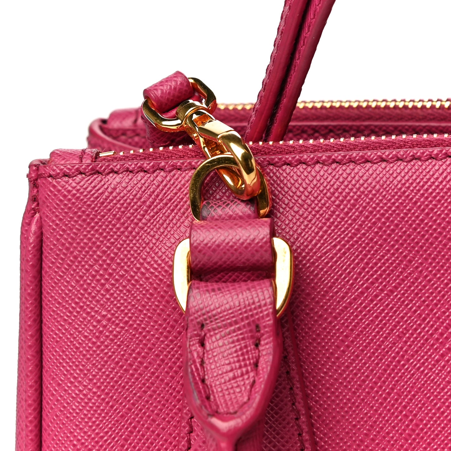 Saffiano Lux Micro Galleria Double Zip Tote Fuxia