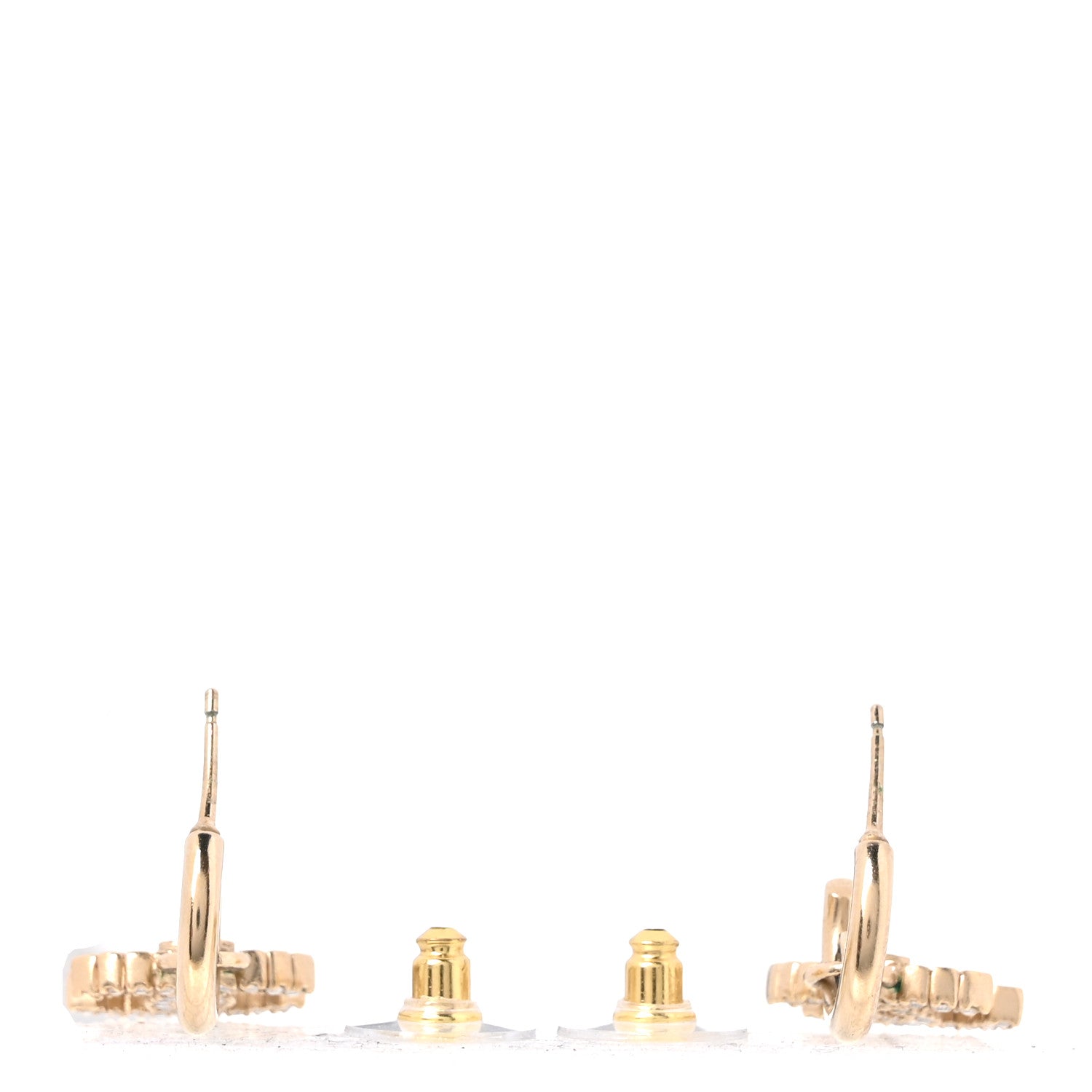 Chanel Metal Crystal CC Hoop Drop Earrings Gold 3 of 4