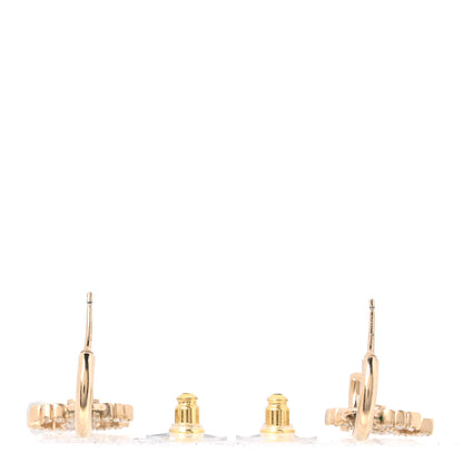 Chanel Metal Crystal CC Hoop Drop Earrings Gold 3 of 4