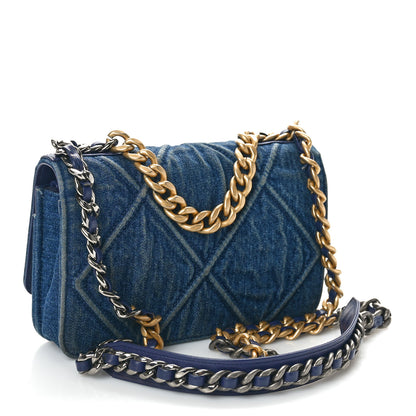 Chanel Denim Quilted Chanel 19 Wallet On Chain WOC Blue 2 of 11
