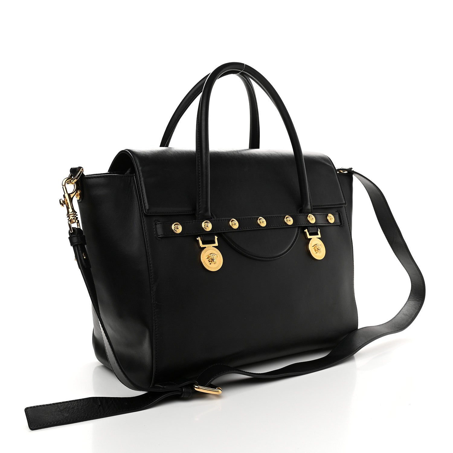 Versace Calfskin Medusa Coin Tote Black 3 of 8