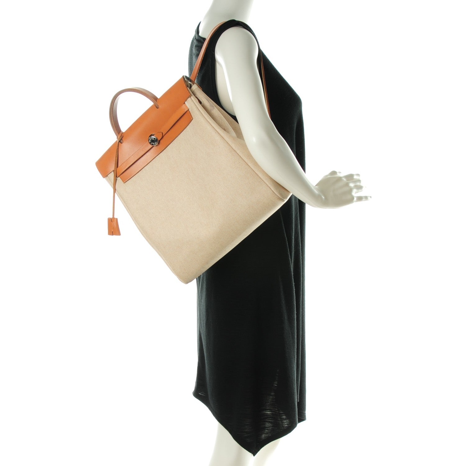Hermes Toile Vache Calfskin Herbag 30 PM Backpack Natural 4 of 11