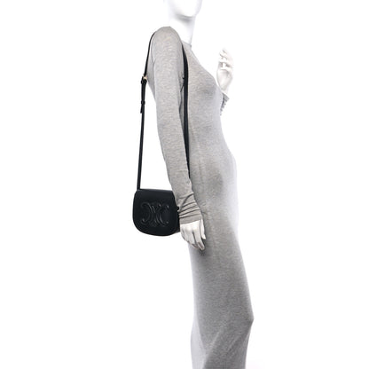 Celine Smooth Calfskin Cuir Triomphe Folco Crossbody Bag Black 2 of 12