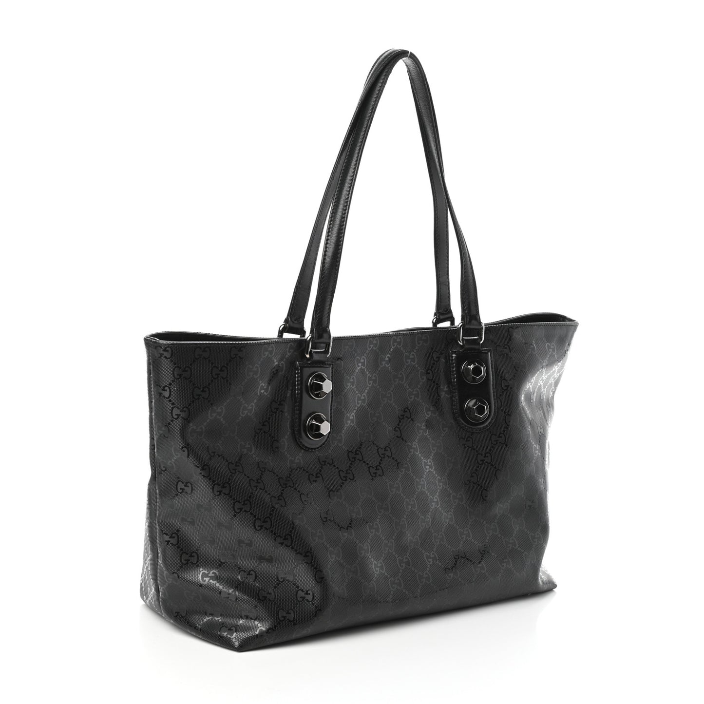 Imprime Monogram Medium Studded Tote Black