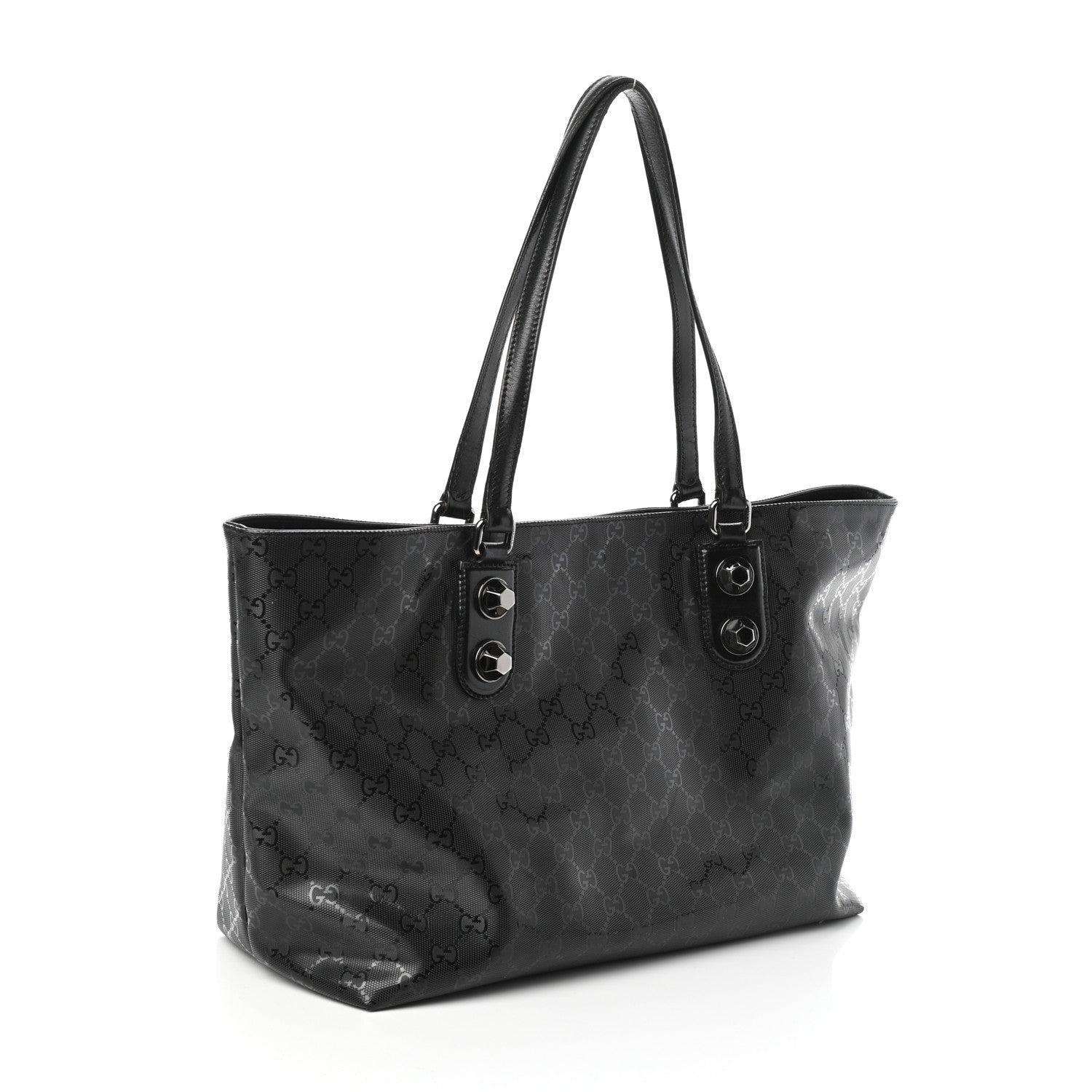 Gucci Imprime Monogram Medium Studded Tote Black 3 of 9