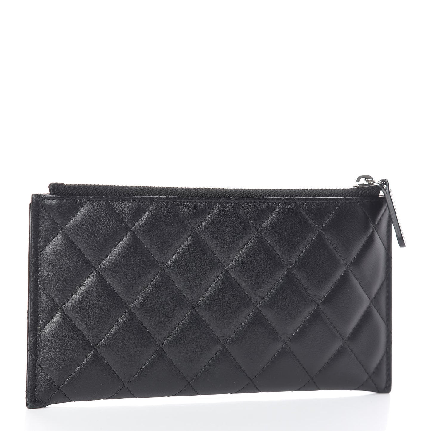 Lambskin Quilted Classic Zip Pouch Black