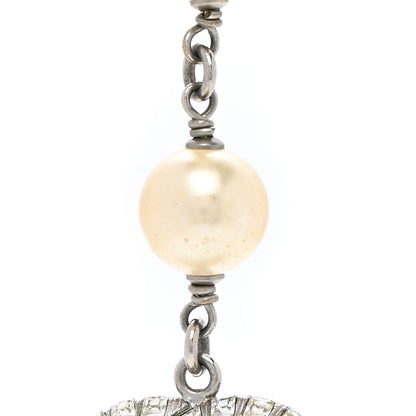 Chanel Pearl Baguette Crystal CC Long Necklace Silver 7 of 7