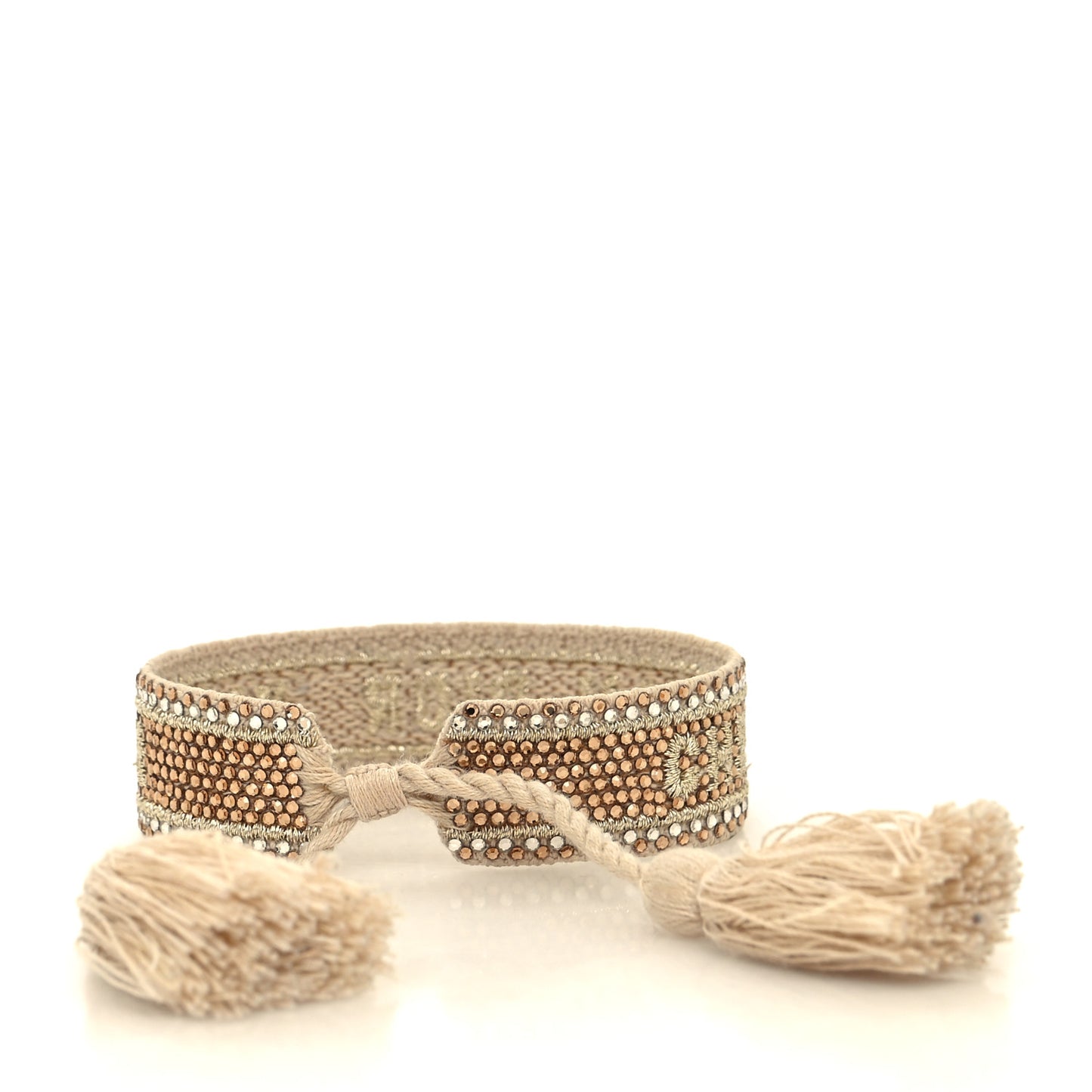 Woven Cotton Crystal Embroidered J'Adior Friendship Bracelet Gold