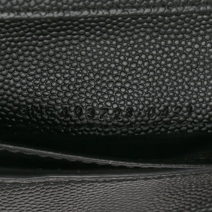 Saint Laurent Grain De Poudre Matelasse Chevron Monogram Compact Zip Around Wallet Black 7 of 7