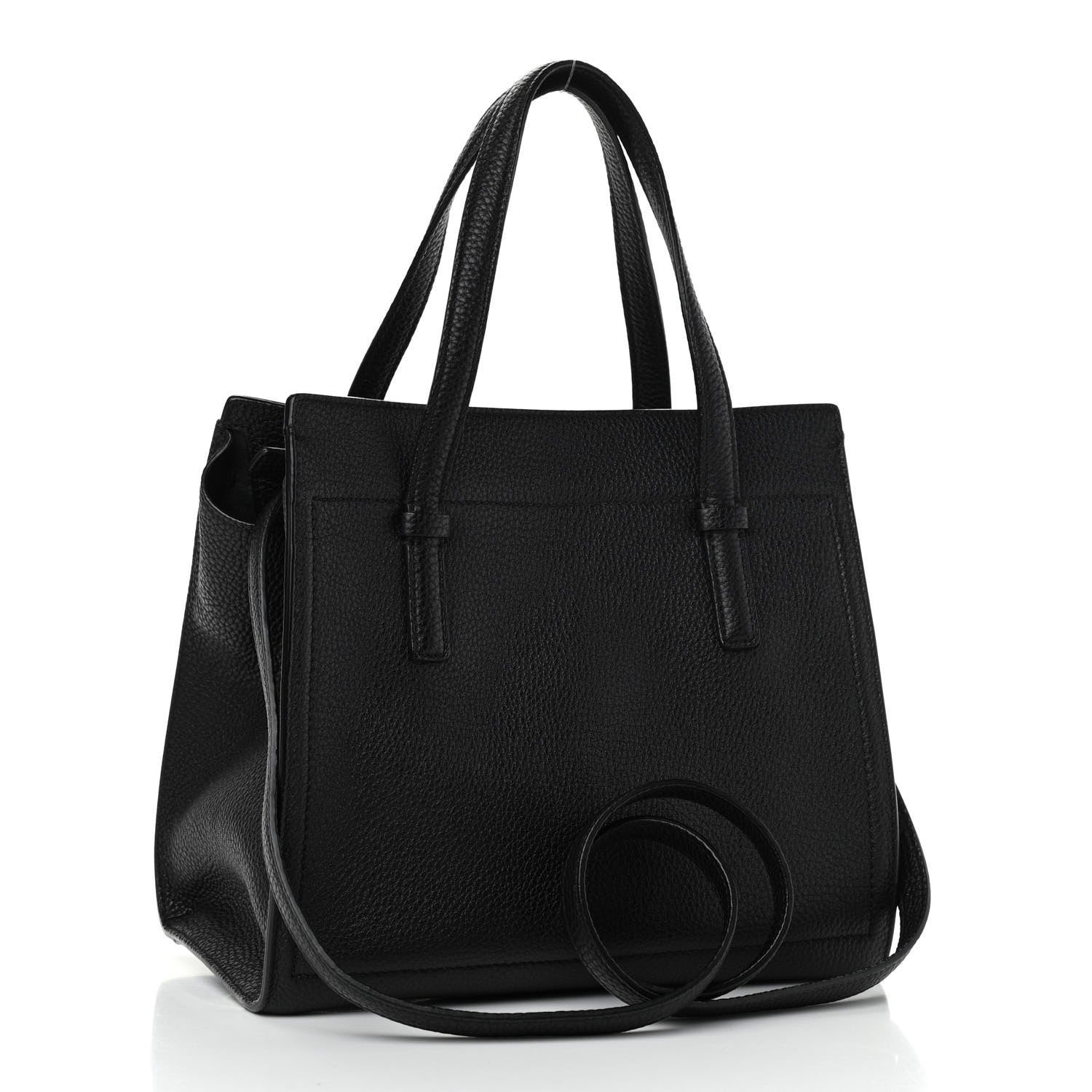 Salvatore Ferragamo Hammered Calfskin Double Handle Small Amy Tote Black 3 of 11