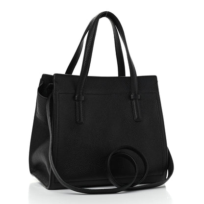 Salvatore Ferragamo Hammered Calfskin Double Handle Small Amy Tote Black 3 of 11
