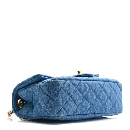 Chanel Denim Quilted Mini Pearl Crush Rectangular Flap Blue 4 of 9