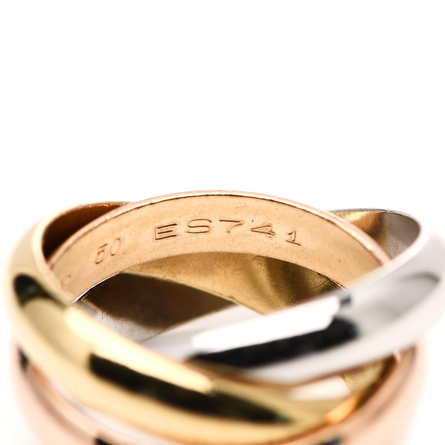 Cartier 18K Pink Yellow White Gold Classic Trinity Ring 50 5.25 5 of 5