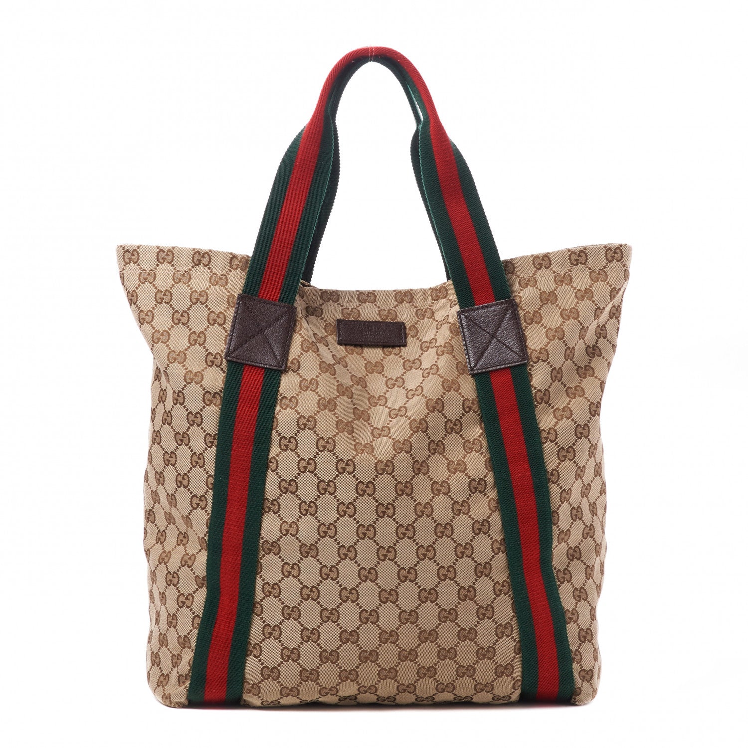 Gucci GG Monogram Medium Web Handle Vertical Tote Dark Brown 1 of 10
