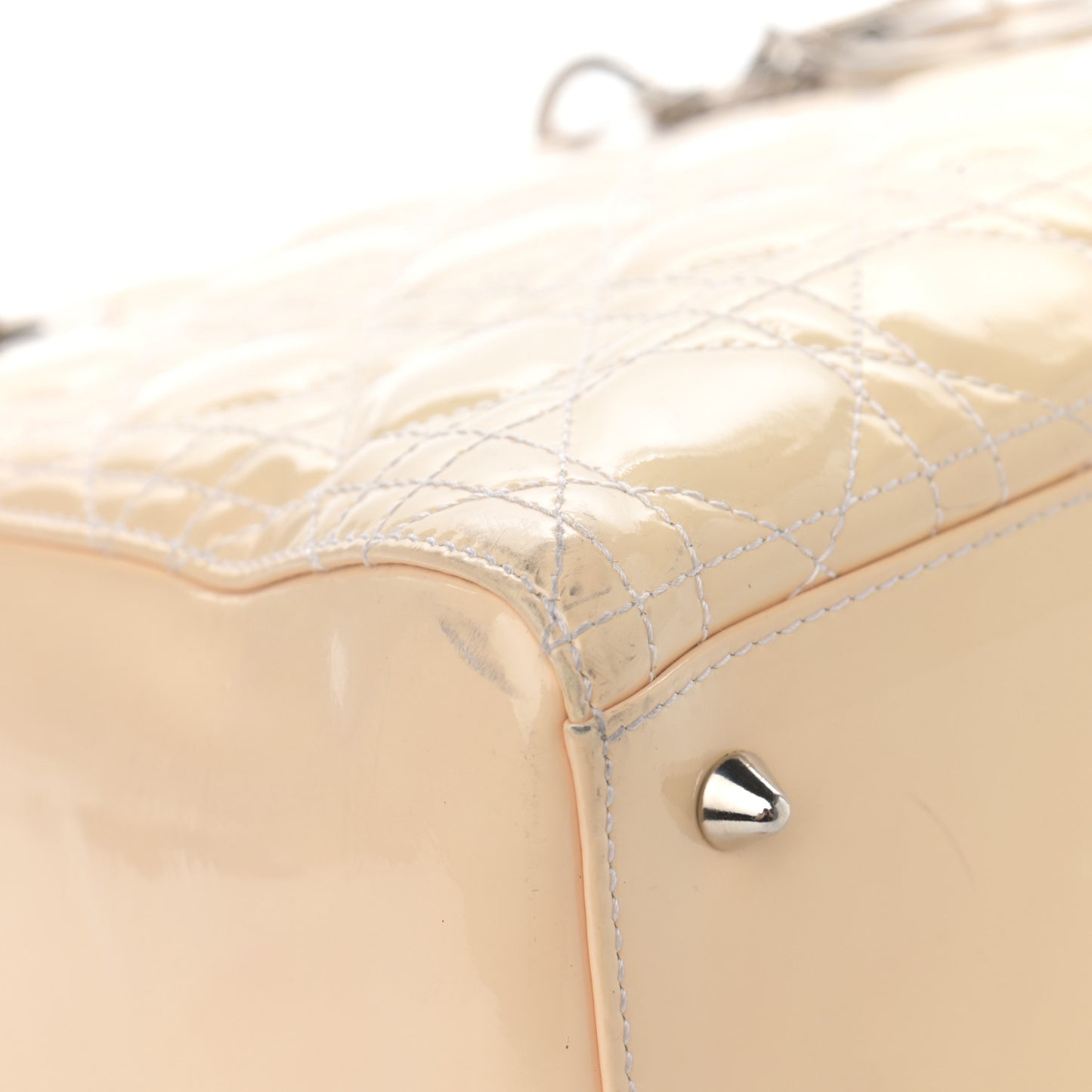 Patent Cannage Medium Lady Dior Beige
