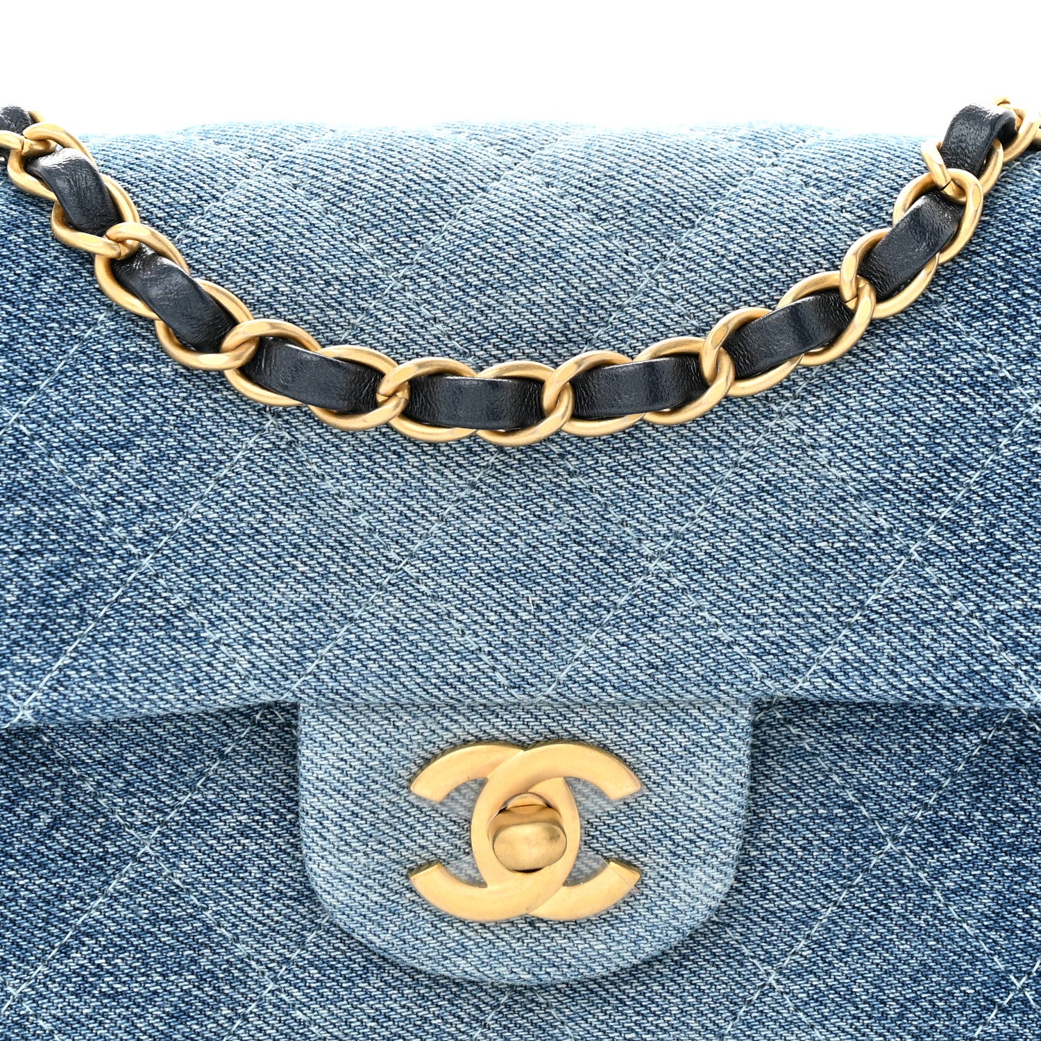 Chanel Washed Denim Quilted Mini Rectangular Flap Blue 8 of 11