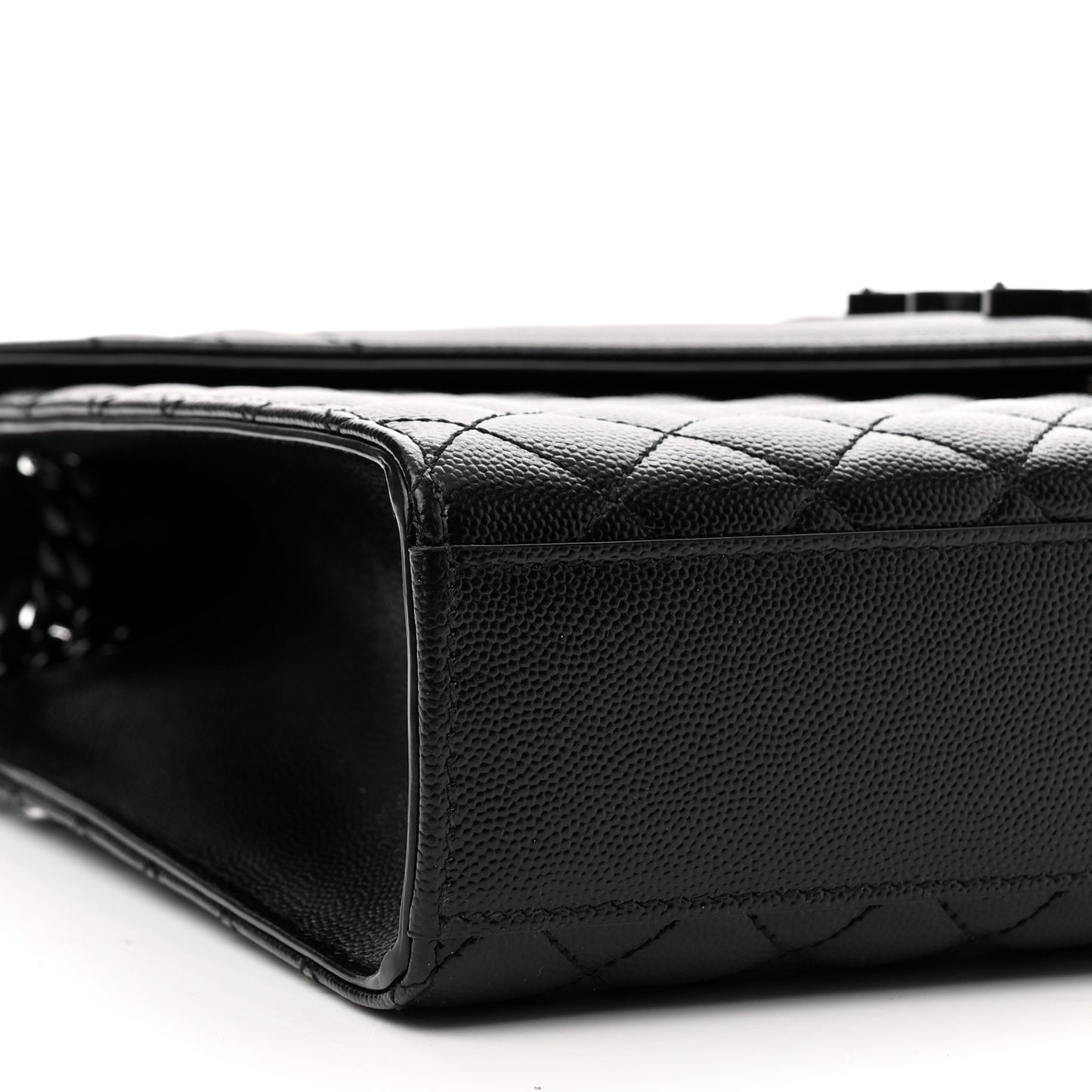 Grain De Poudre Textured Mixed Matelasse Large Triquilt Monogram Monochrome Satchel Black