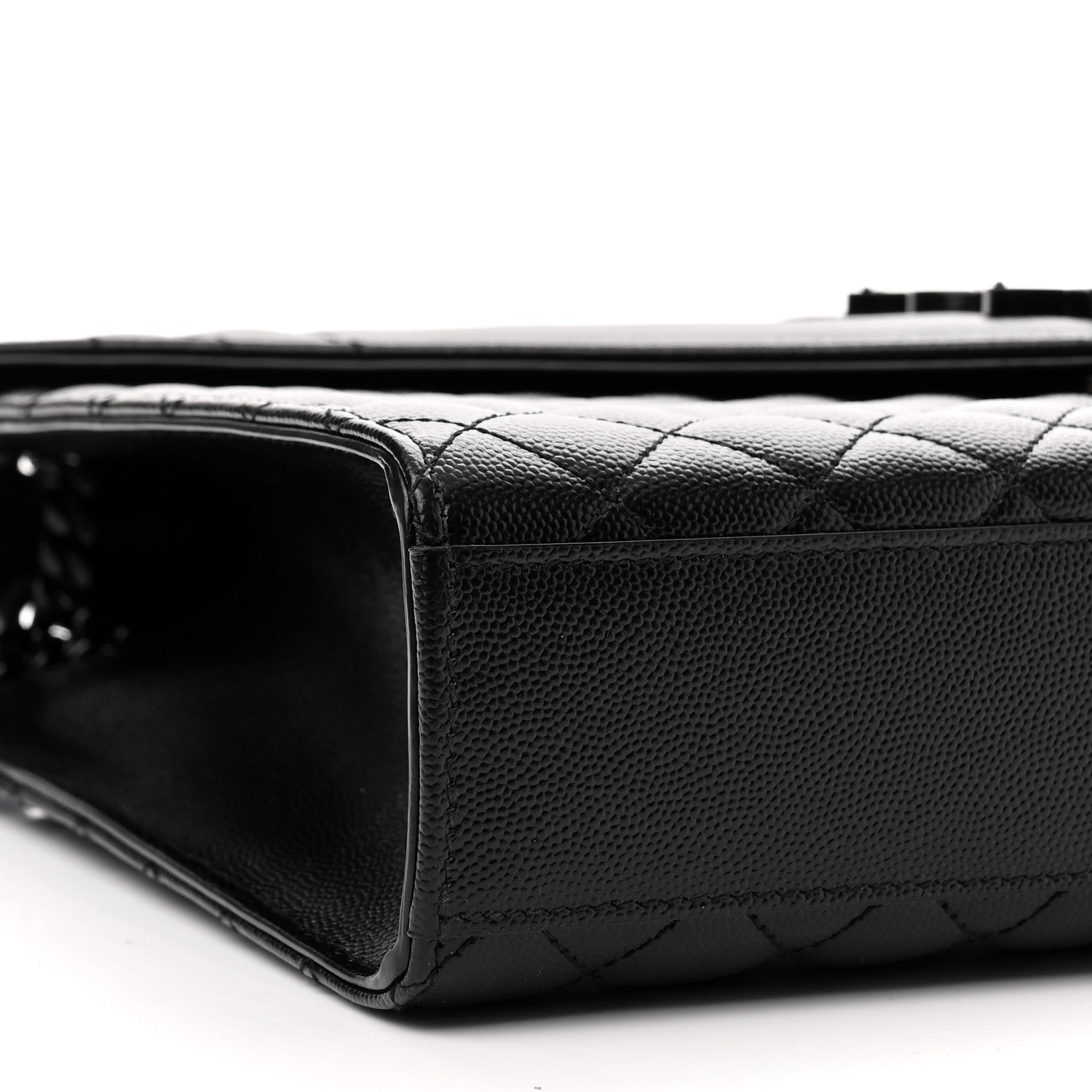 Saint Laurent Grain De Poudre Textured Mixed Matelasse Large Triquilt Monogram Monochrome Satchel Black 9 of 10