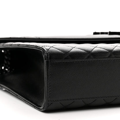 Saint Laurent Grain De Poudre Textured Mixed Matelasse Large Triquilt Monogram Monochrome Satchel Black 9 of 10