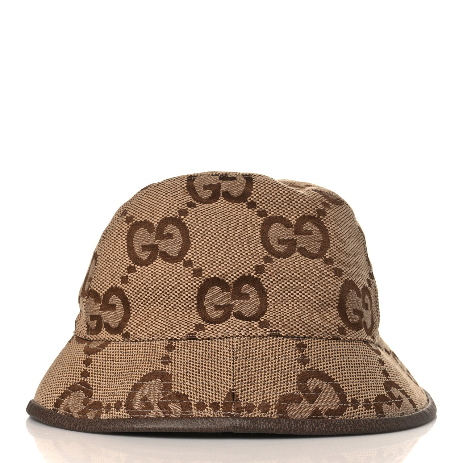 Gucci Monogram Jumbo GG Bucket Hat M 57 Camel Ebony New Acero 5 of 8