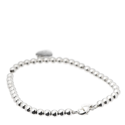 Tiffany Sterling Silver 4mm Mom Heart Tag Bead Bracelet 3 of 7