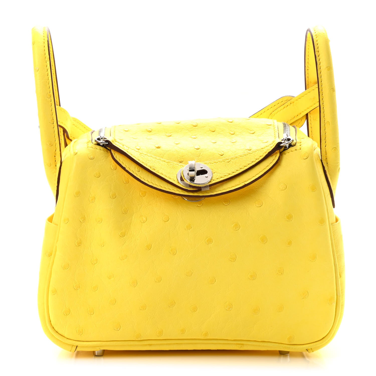 Hermes Ostrich Mini Lindy 20 Lime 1 of 11