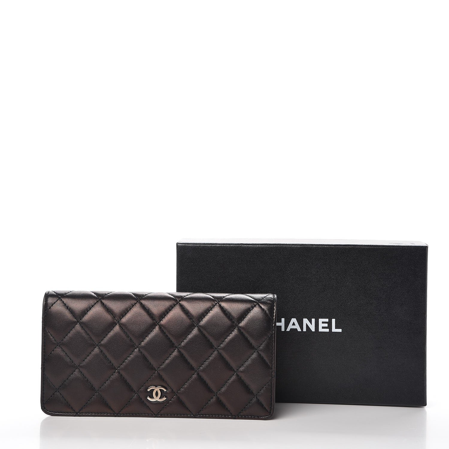 Chanel Lambskin Quilted Yen Wallet Black 11 of 11