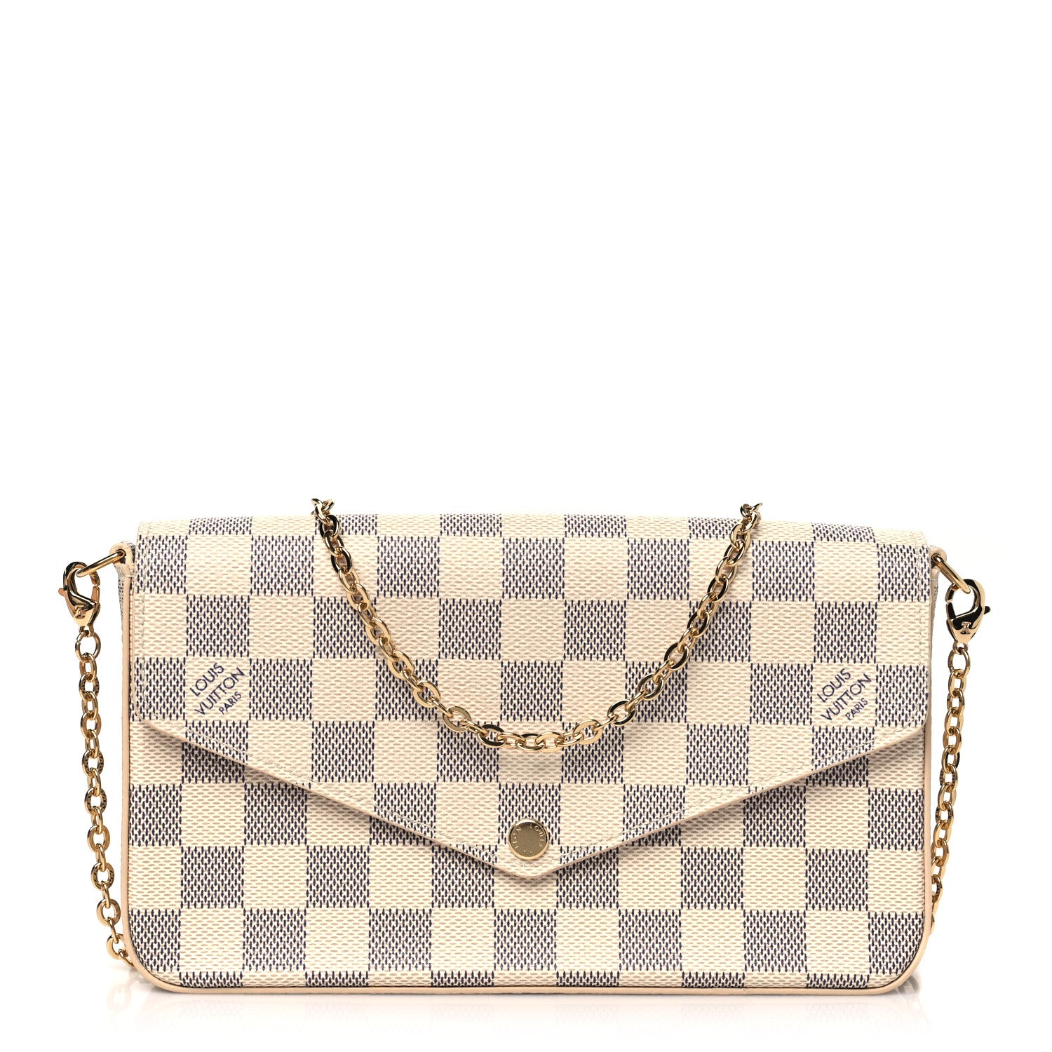 Louis Vuitton Damier Azur Pochette Felicie Chain Wallet Rose Ballerine 1 of 10