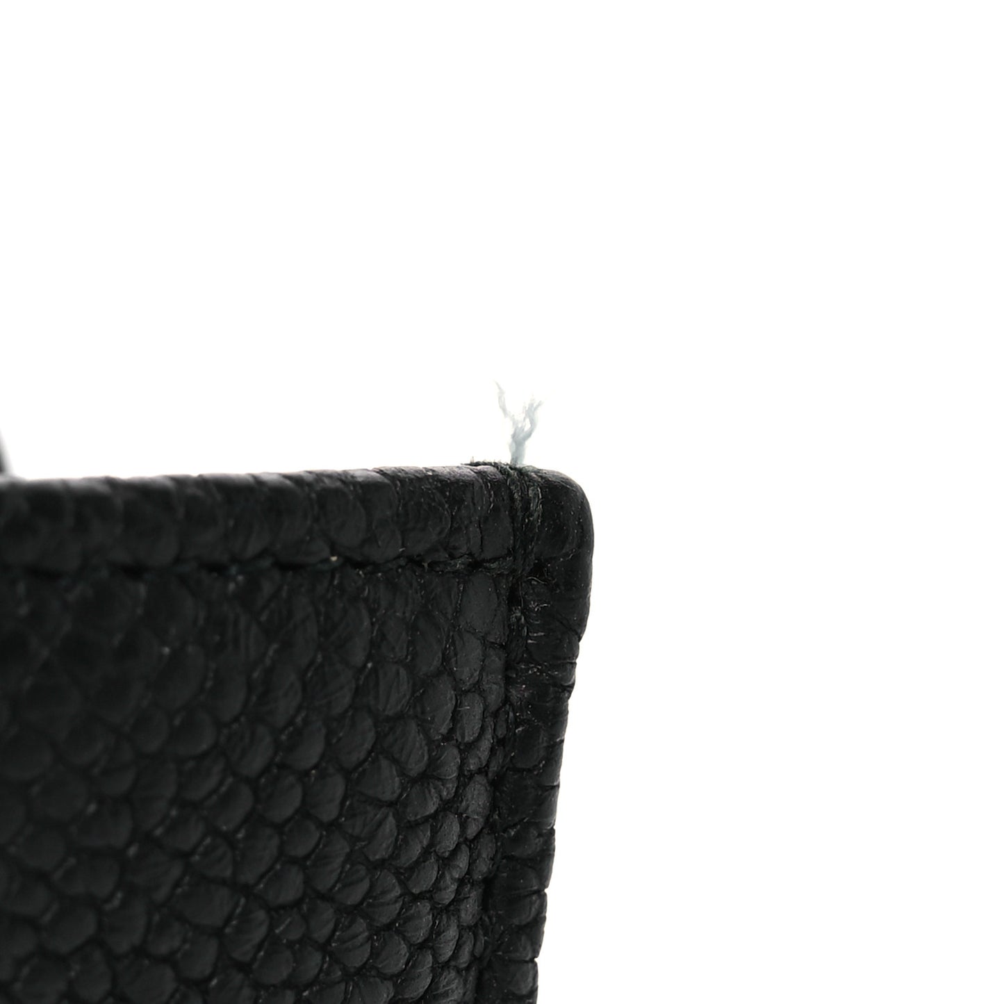 Caviar Quilted Thread CC Compact Flap Wallet Black