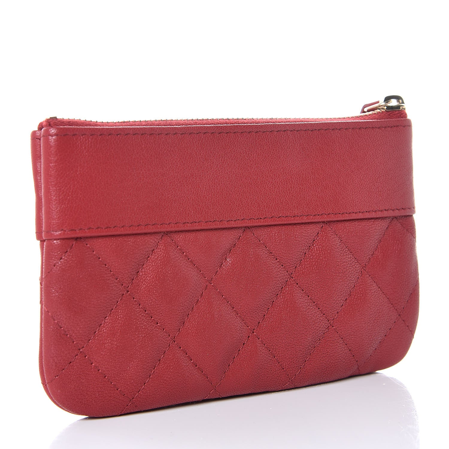 Chanel Sheepskin Quilted Small Vintage Mademoiselle Cosmetic Case Red 3 of 11