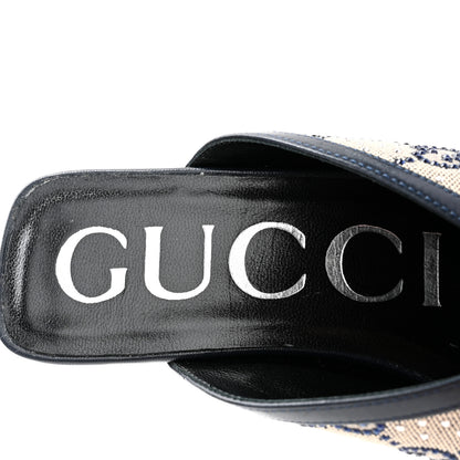 Gucci New Canvas Malaga Kid Crystal GG Monogram Square G 95mm Slide Sandals 36.5 Beige Blue 6 of 9