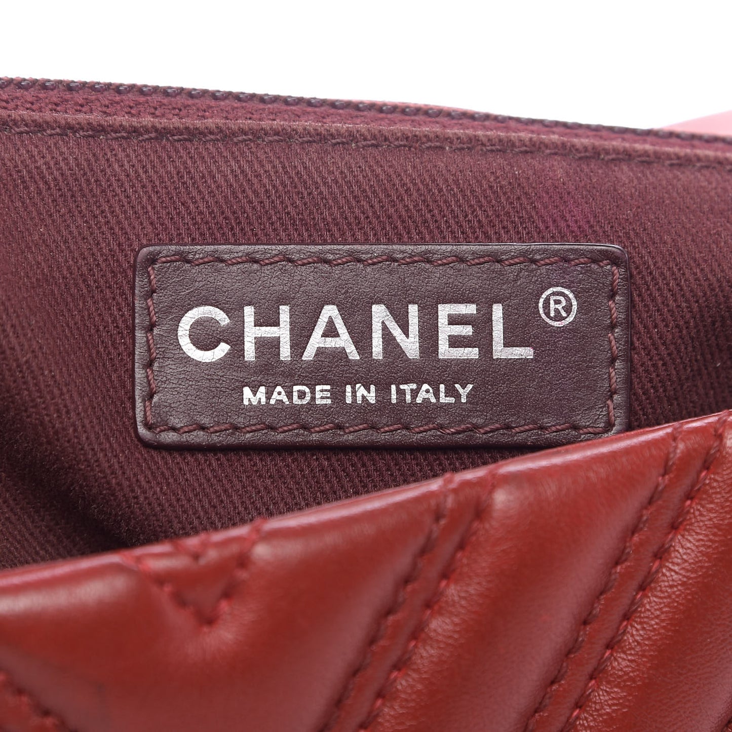 Lambskin Chevron Double Stitch Jumbo Single Flap Red