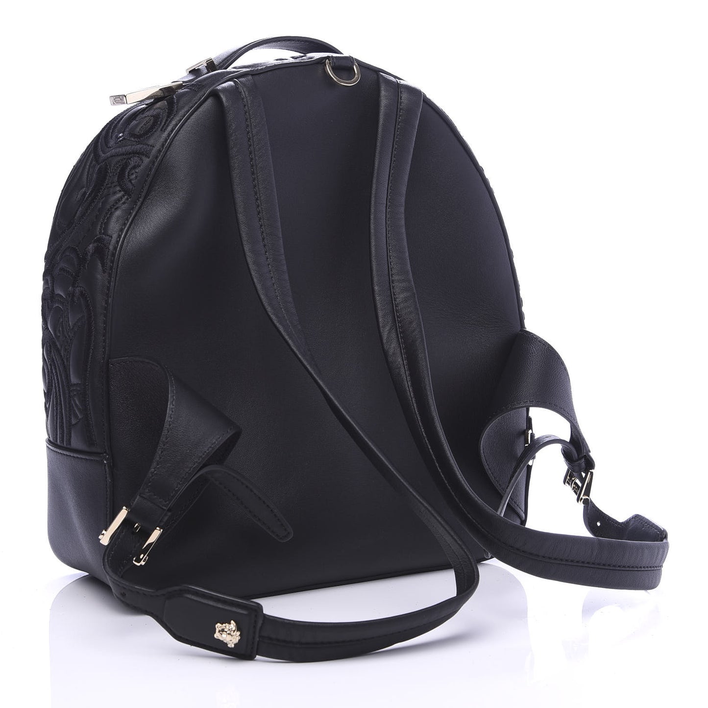 Calfskin Embroidered Baroque Palazzo Backpack Black
