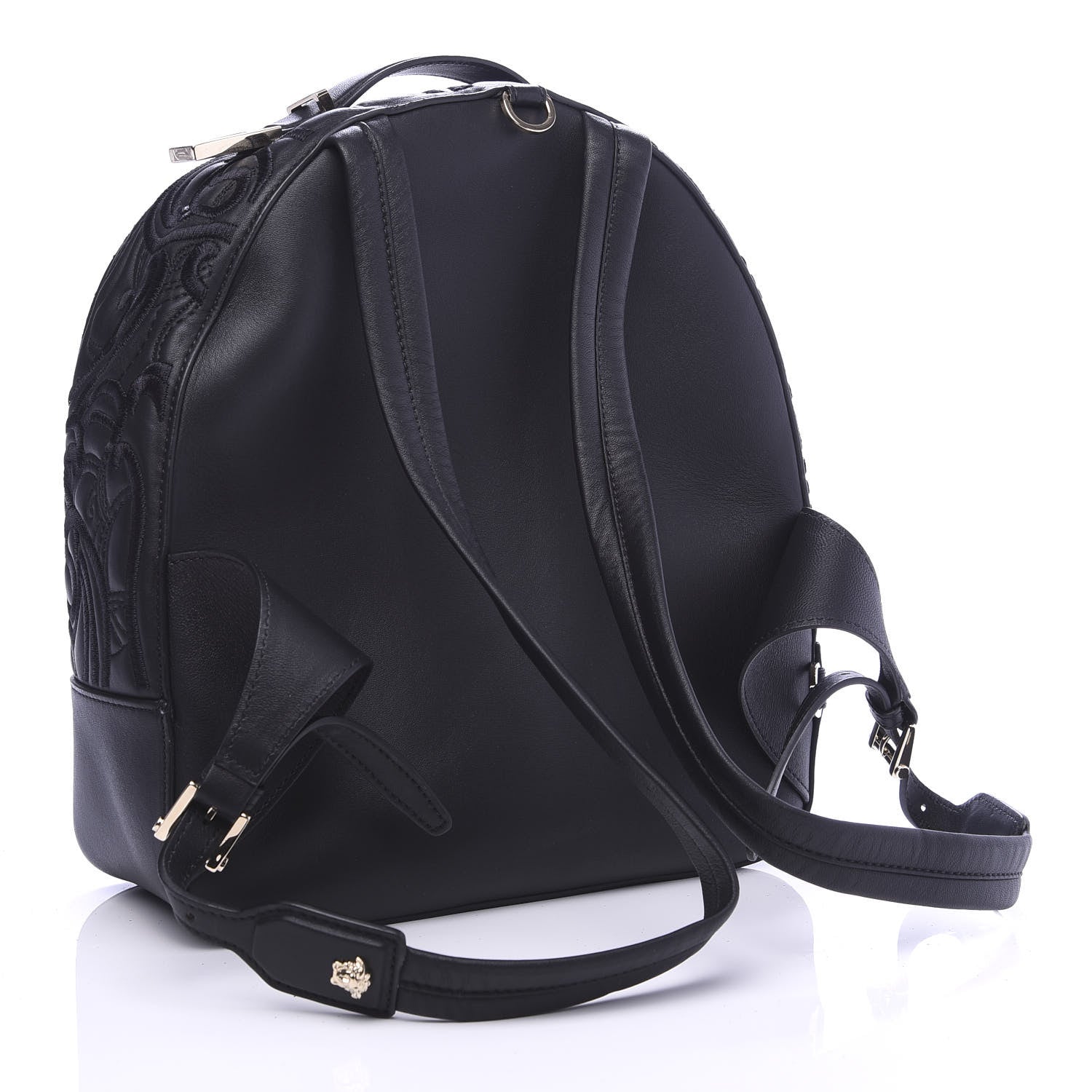 Versace Calfskin Embroidered Baroque Palazzo Backpack Black 2 of 9