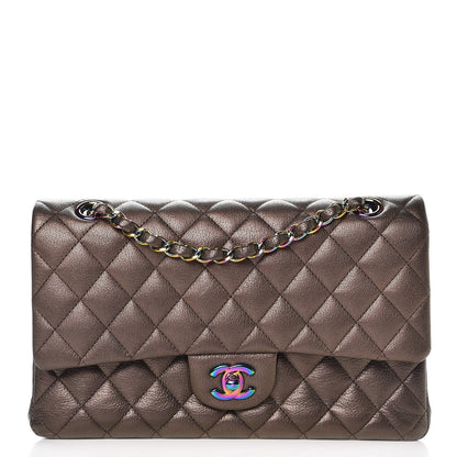 Chanel Iridescent Goatskin Quilted Medium Double Flap Bronze 1 of 8