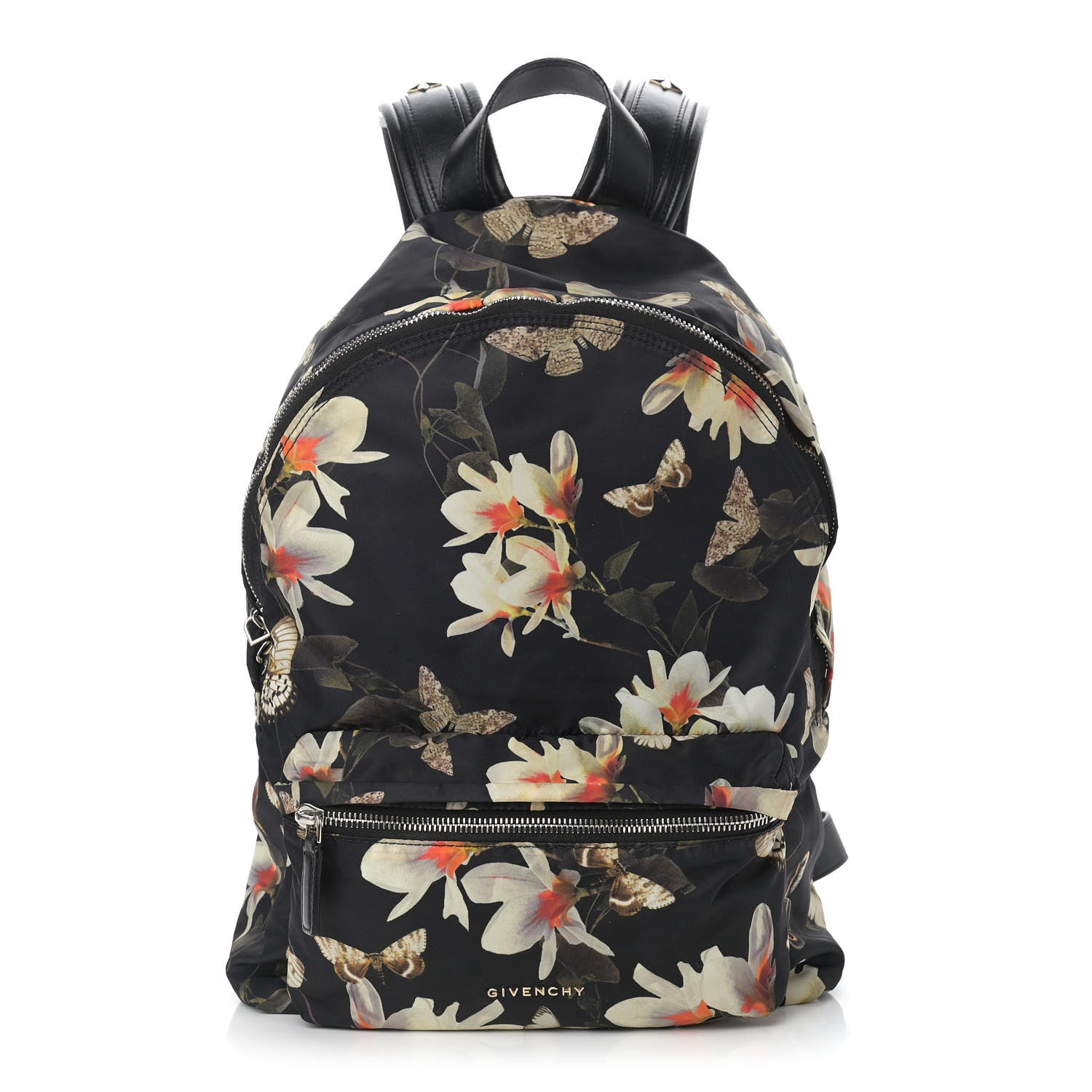 Givenchy Nylon Calfskin Magnolia and Moth Print Backpack Black 1 of 13