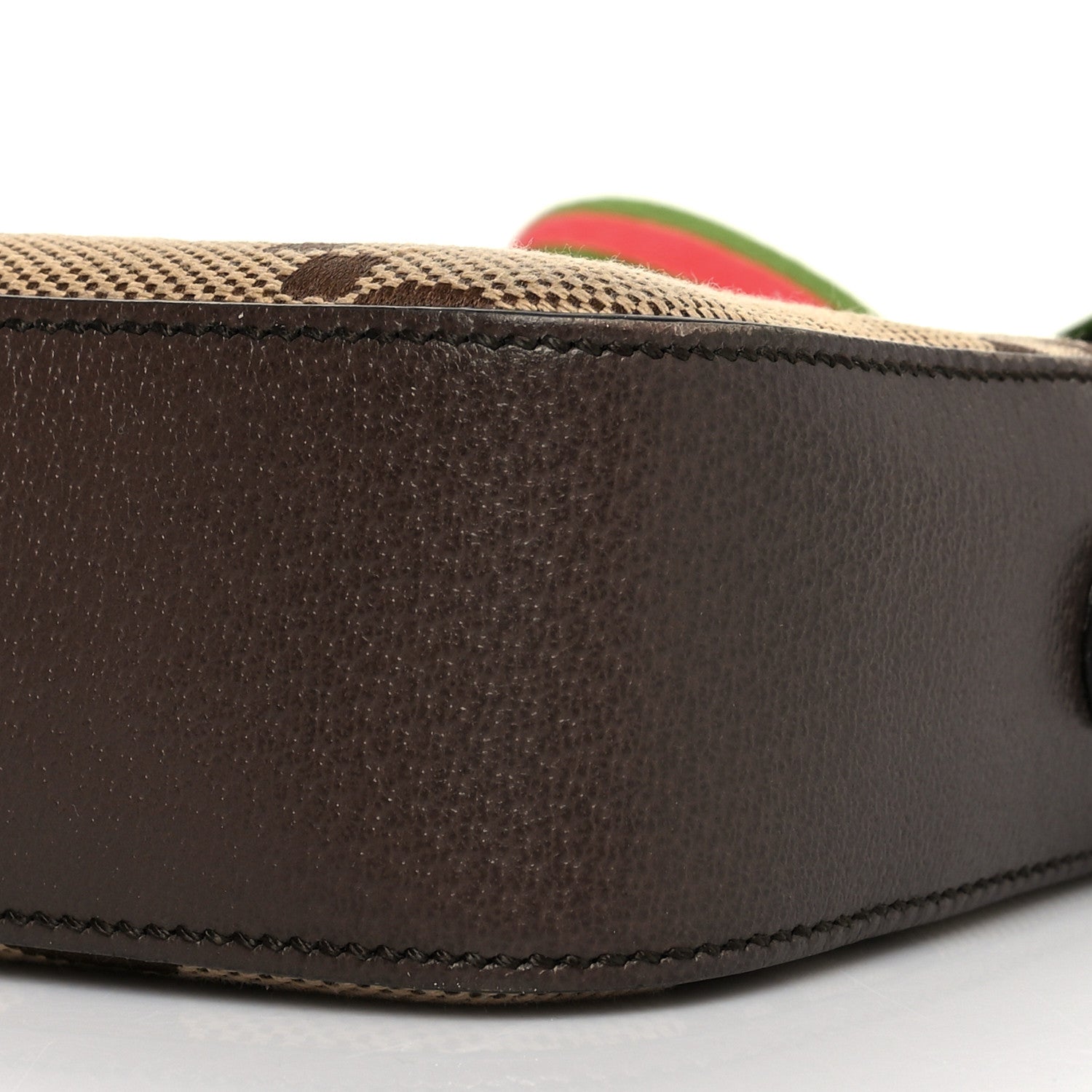 Gucci Monogram Jumbo GG Textured Dollar Calfskin Web Messenger Shoulder Bag Camel Ebony New Acero 10 of 15