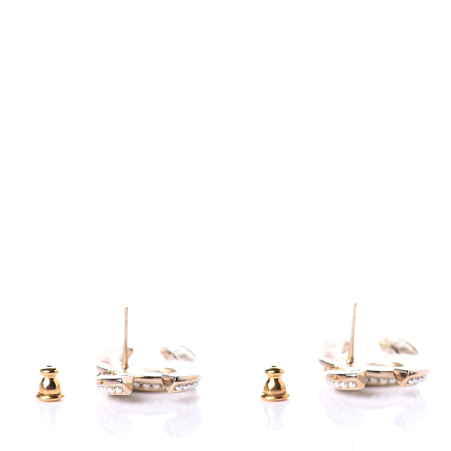 Pearl Crystal CC Earrings Gold