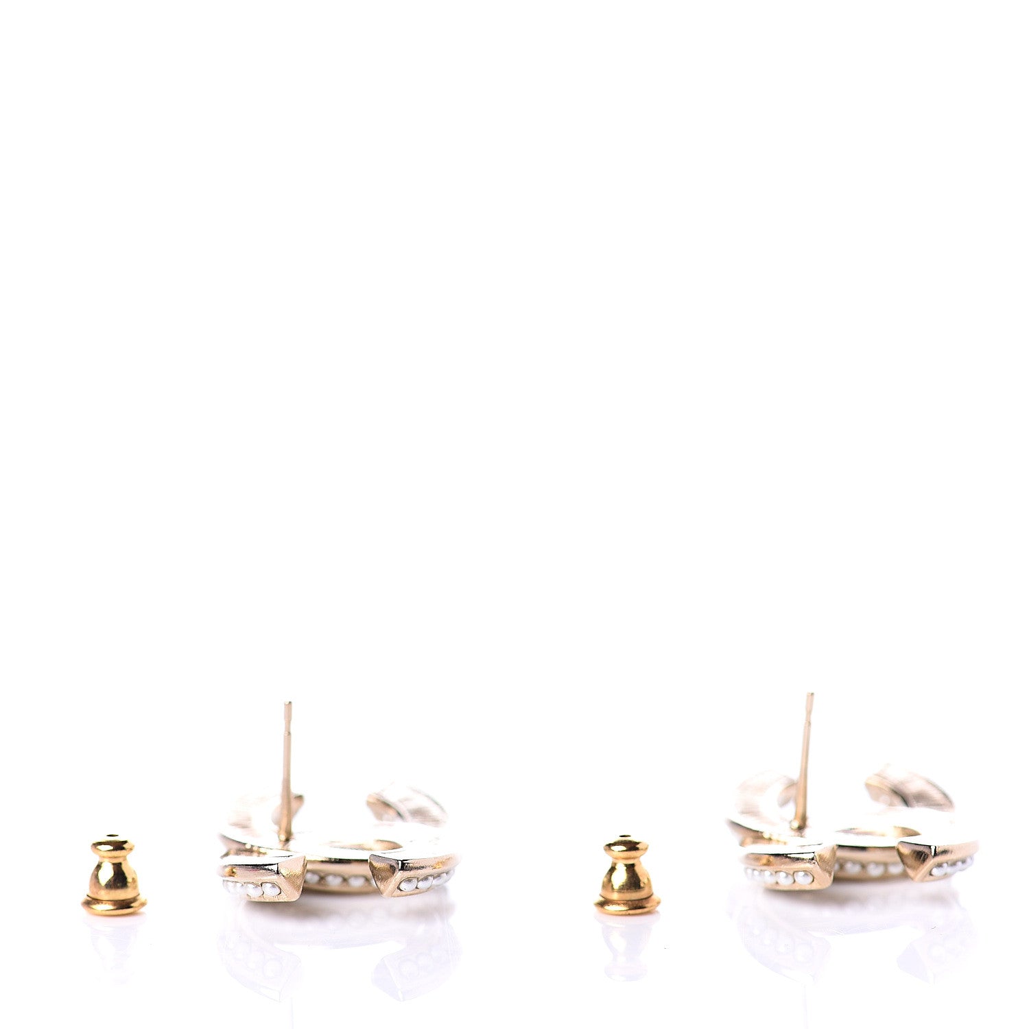 Chanel Pearl Crystal CC Earrings Gold 3 of 5