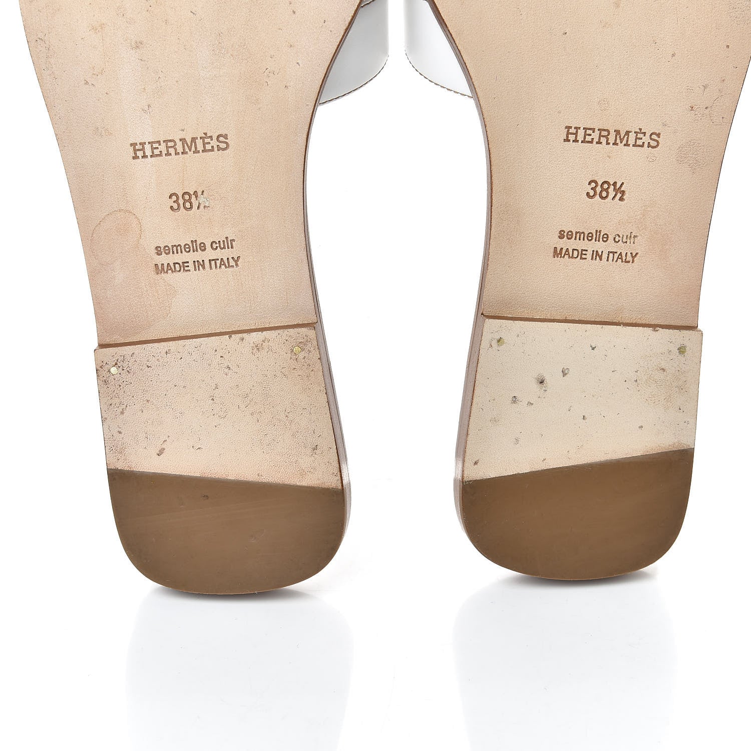 Hermes Box Calfskin Oran Sandals 38.5 White 7 of 9