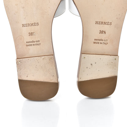 Hermes Box Calfskin Oran Sandals 38.5 White 7 of 9