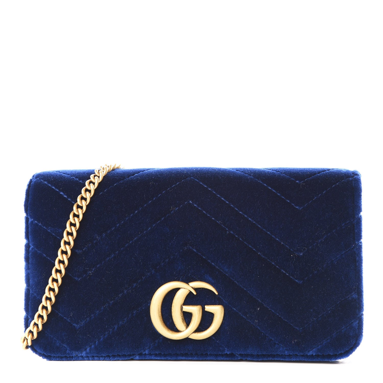 Gucci Velvet Matelasse GG Marmont Mini Bag Cobalt Blue 1 of 11