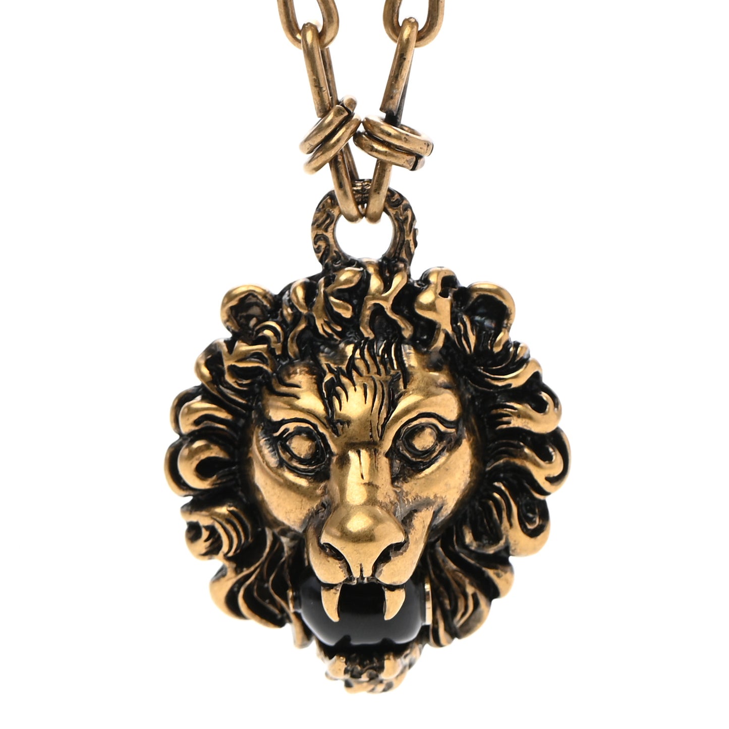 Metal Lion Head Necklace Gold