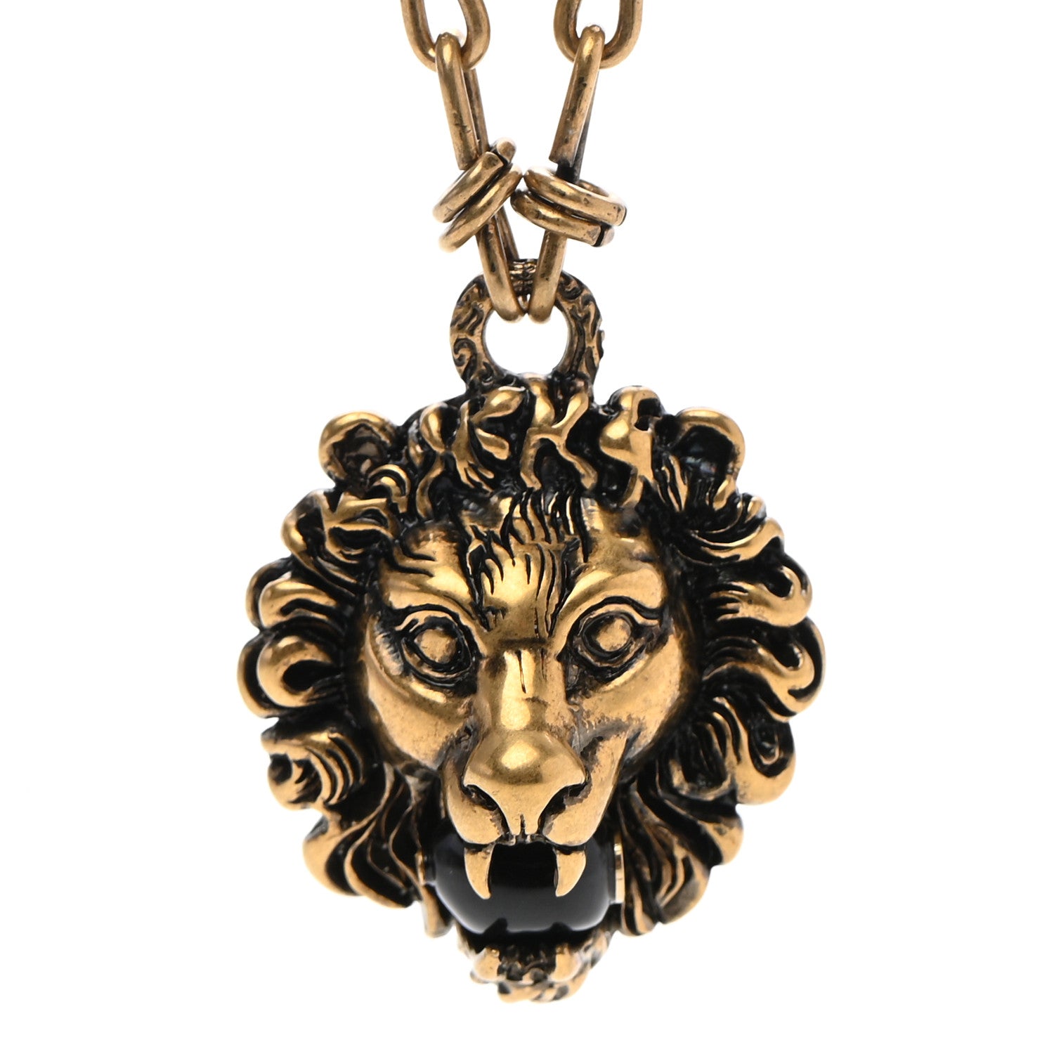 Gucci Metal Lion Head Necklace Gold 4 of 6