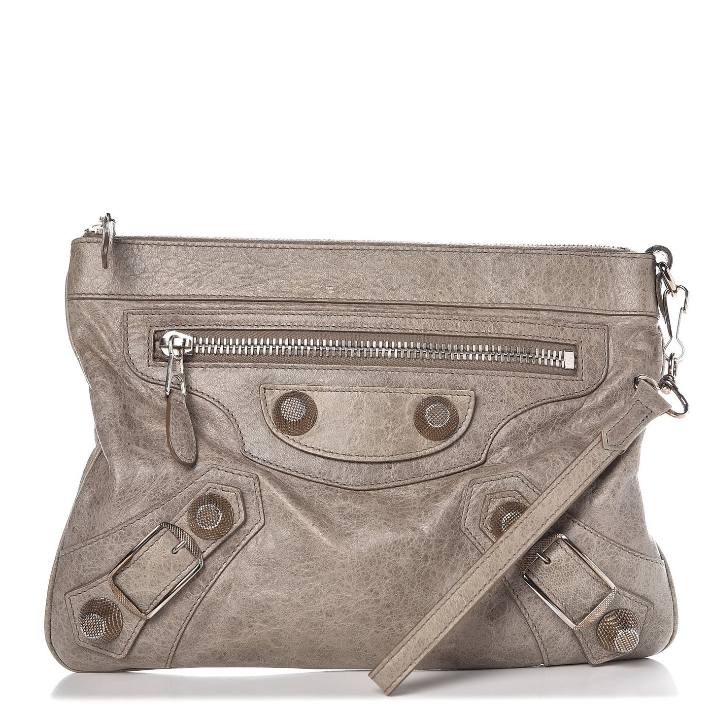 Agneau Giant 21 Gold Hardware Flat Handle Clutch Taupe