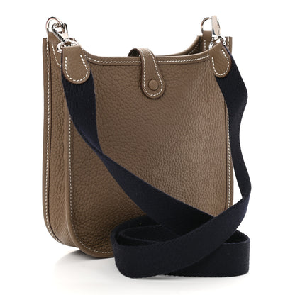 Hermes Taurillon Clemence Amazone Evelyne TPM Etoupe Bleu Indigo 3 of 11