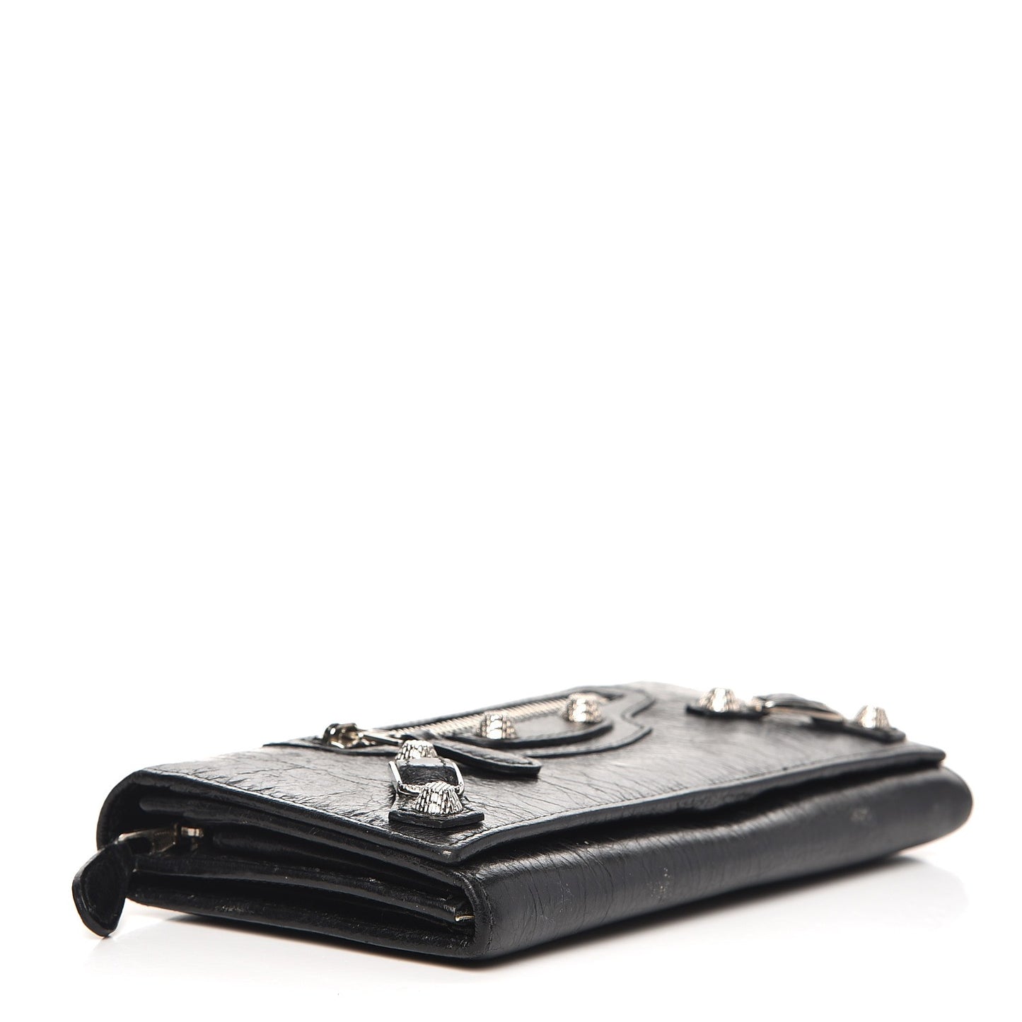 Agneau Giant 12 Silver Hardware Money Wallet Black