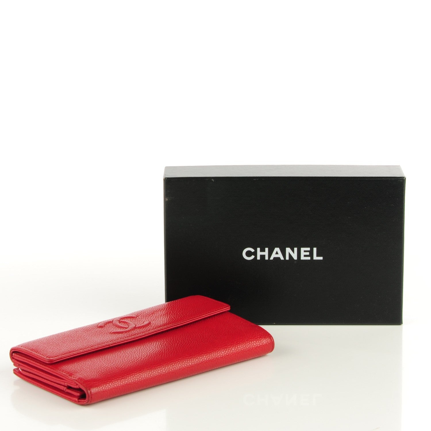 Chanel Caviar CC Long Flap French Wallet Red 4 of 8